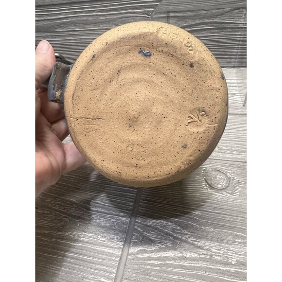 Pottery Clay Glazed Handmade Large Mug Cup Blue Animal Tracks 5” Unique - Picture 9 of 9